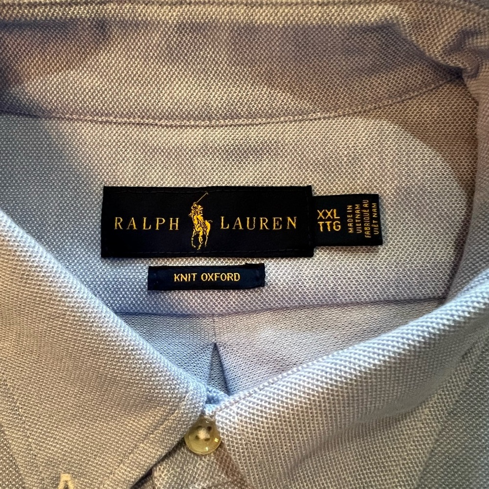 Ralph Lauren Men's Light Blue Knit Oxford Shirt